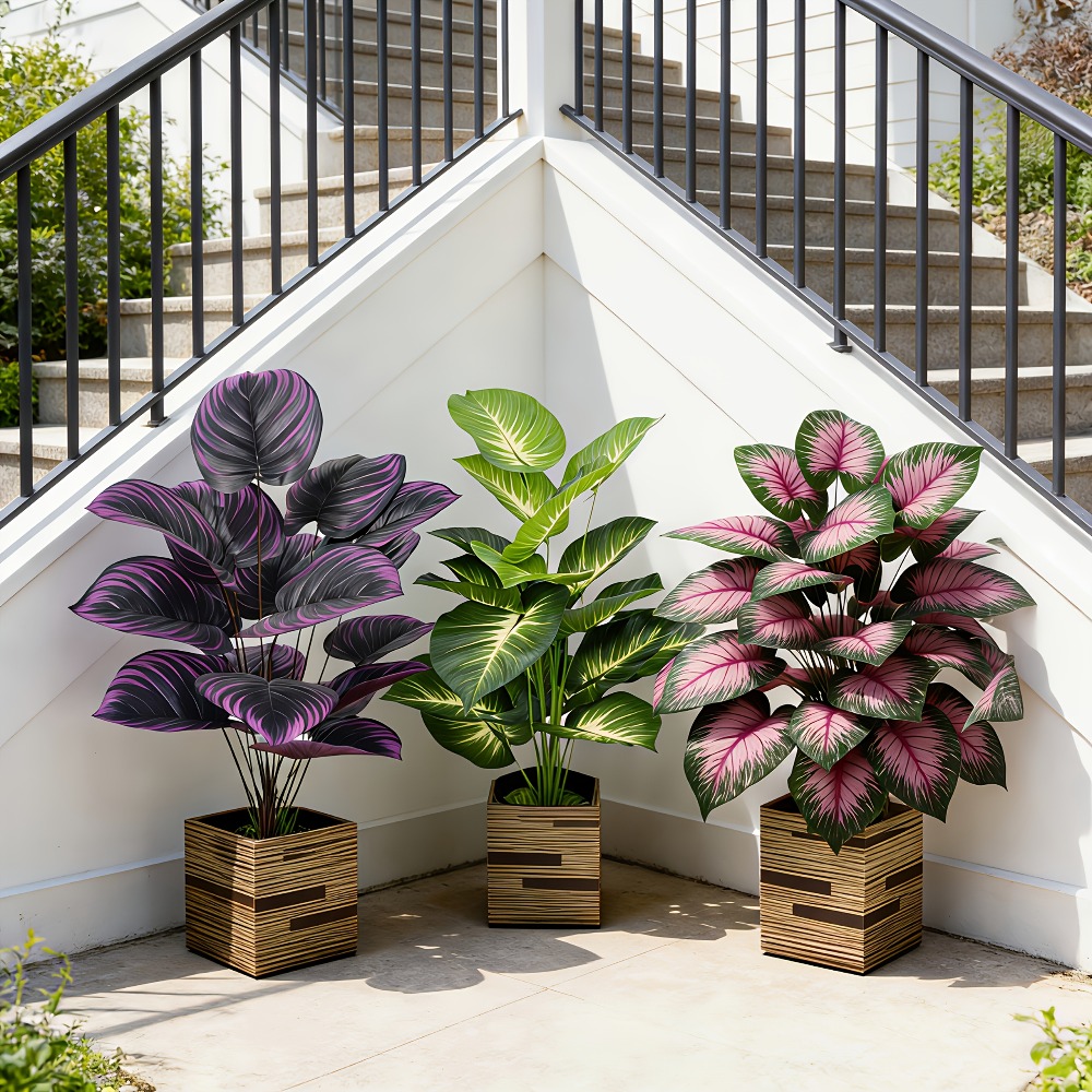 Ficus Lyrata Tree - 3-delige set met diverse grote kunstplanten
