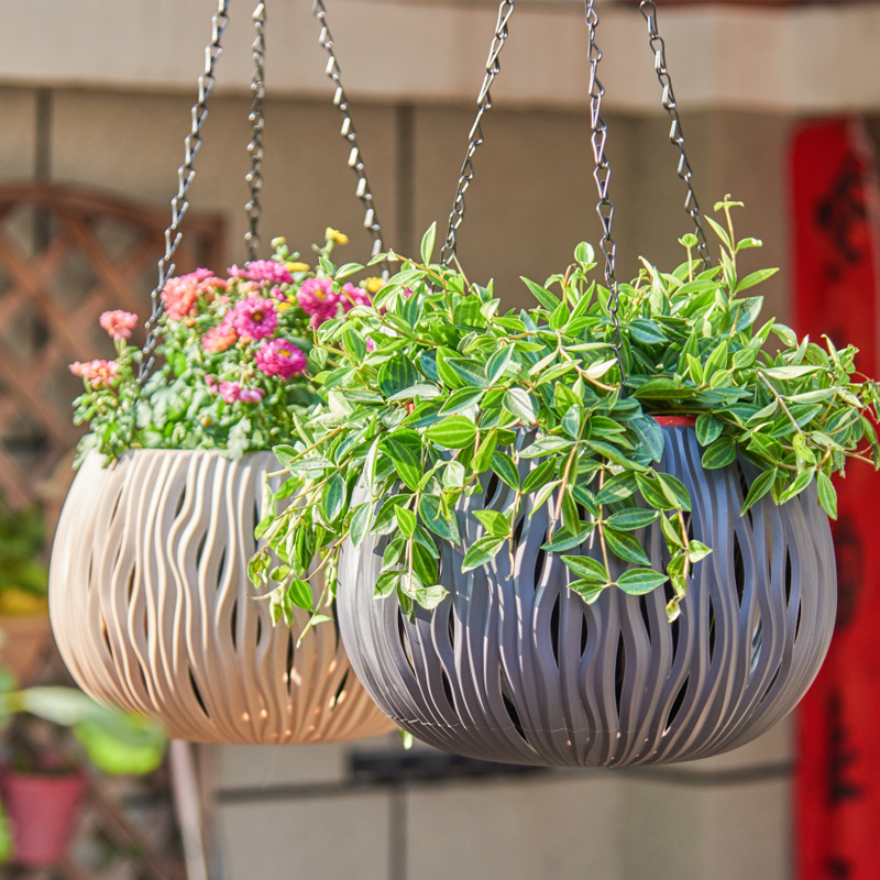 Spider Plant Hanging - Hangpot, gepersonaliseerde kunststof vorm, rotan geweven