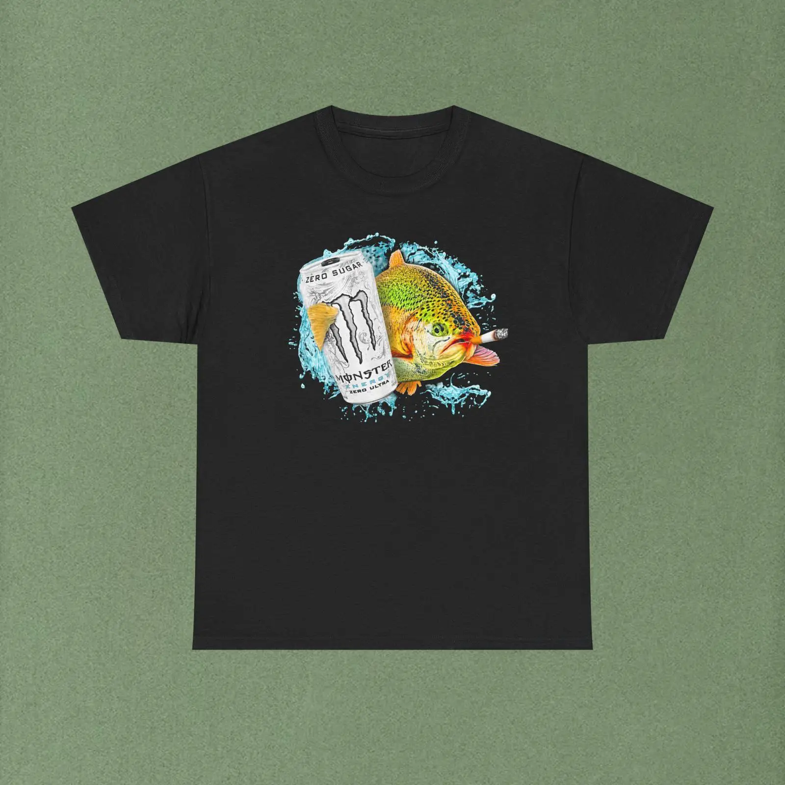 Monstera Adansonii - Witte Monster Fish T-shirt vintage gewassen