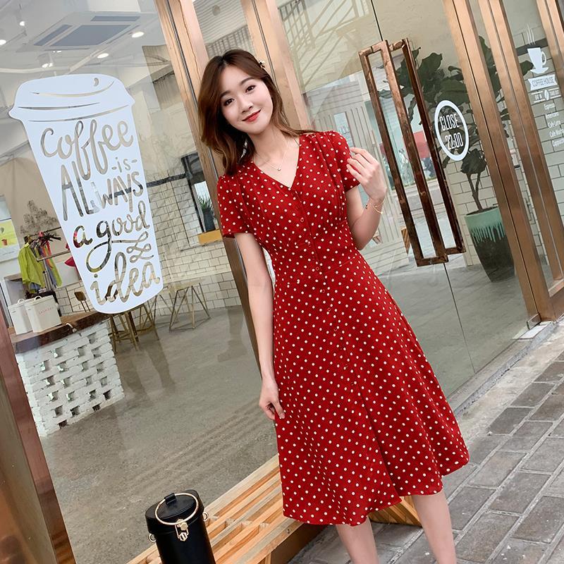 Aglaonema Red - Chiffon Wrap Vrouwen Jurken Midi Losse