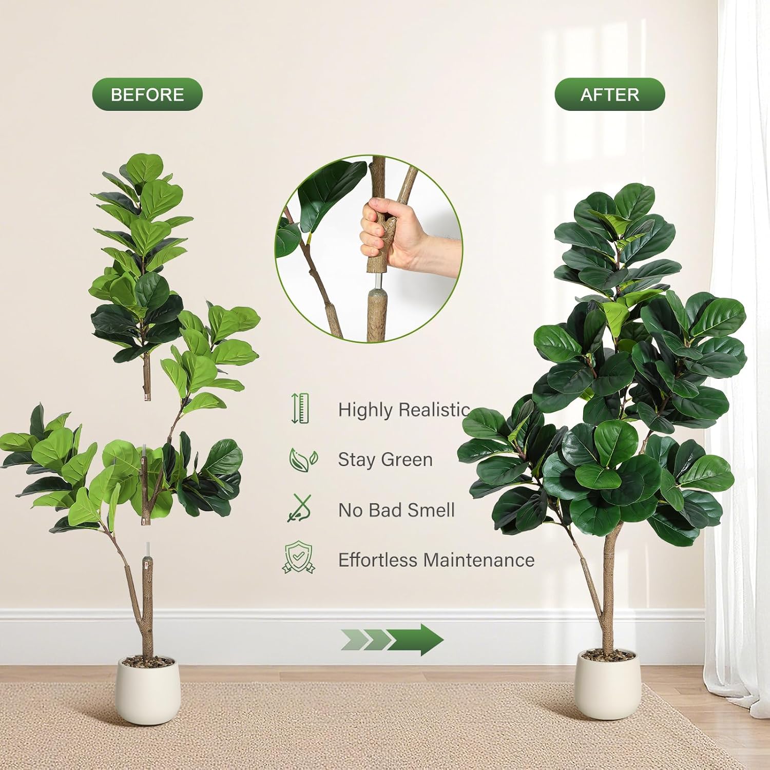 4-7 FT Fiddle Leaf Fig Tree Ku - Ficus Lyrata Tree recensie en prijs